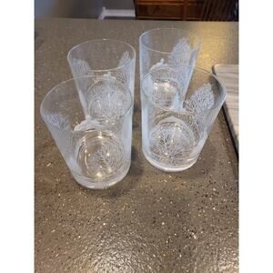 Libbey Winter Alpine Tree High ball glasses drinking Thick bottom Vintage NOS